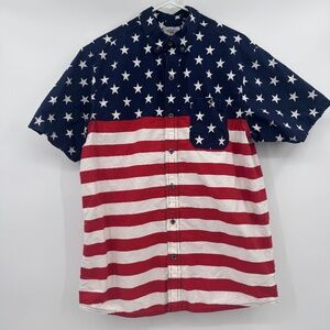 American Legacy Shirt Men Large Button Down Short Sleeves USA Stars Stripes